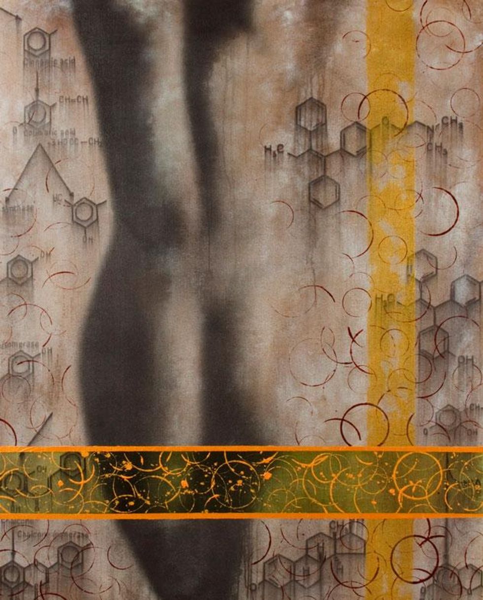 14-portrait-of-a-woman-with-chemical-reaction---60x48-oil-acrylic-&-charcoal-on-linen-by-taylor-smith