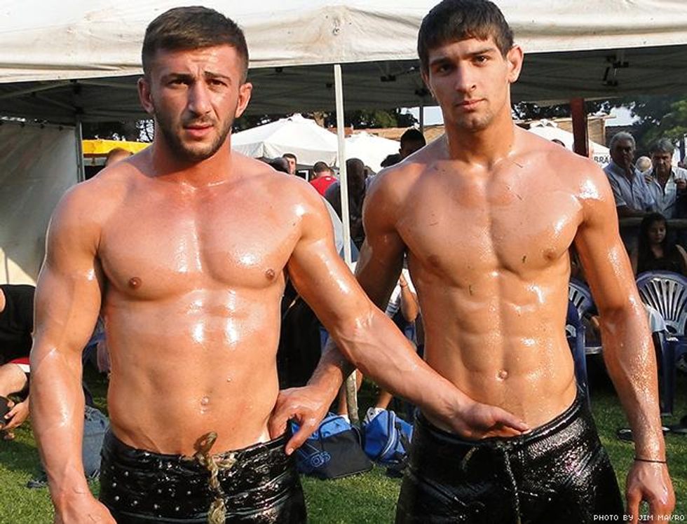 18 Photos of Greek Men Oil Wrestling That Are Definitely Not Gay