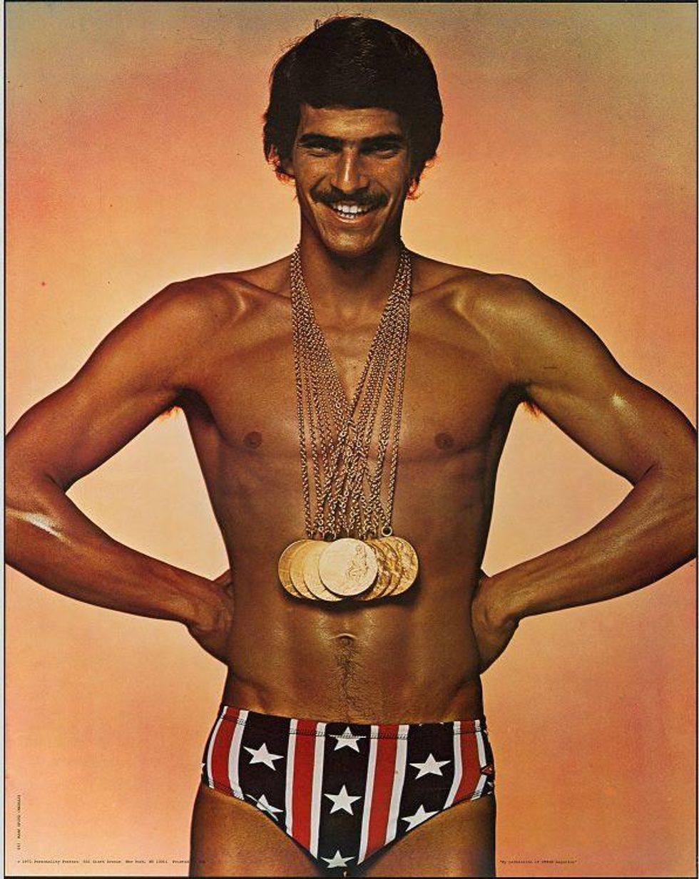 1972: Mark Spitz won seven gold medals at the Olympics in Munich, setting records in all the events.