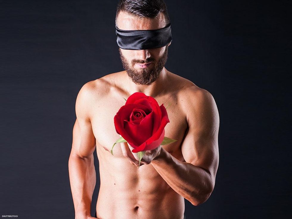 2. Give him a rose \u2014 when he\u2019s blindfolded.