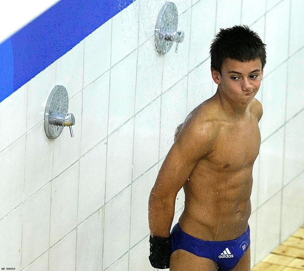 2008: 14-year-old Thomas Daley rinses off in the National Aquatics Center at the Beijing Olympics.