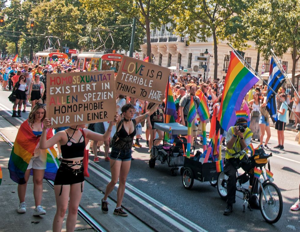 2024 marching in LGBTQIA Pride parade Vienna Austria