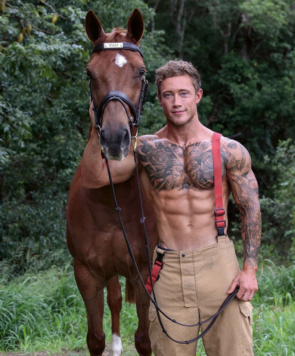 2025 Australian Firefighter Calendar sexy shirtless men with cute animals wearing uniforms