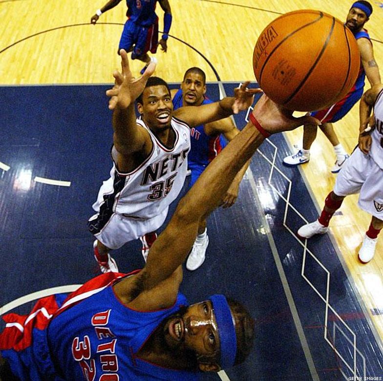 NBA Playoff Basketball. E. Rutherford, NJ. April 2004.