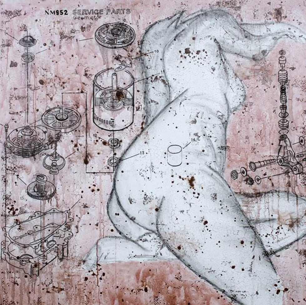 8-let-them-eat-cake---48x48-oil-acrylic-&-charcoal-on-canvas-by-taylor-smith