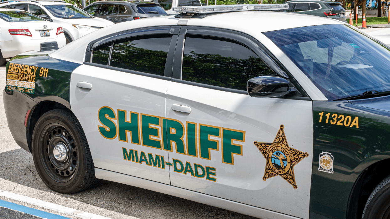 A close up view of a parked Miami-Dade Sheriff patrol car.