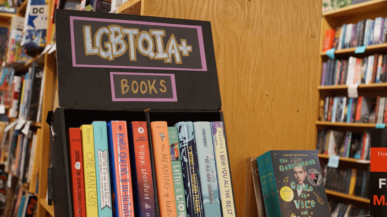 A display of LGBTQ+ books at a California bookstore