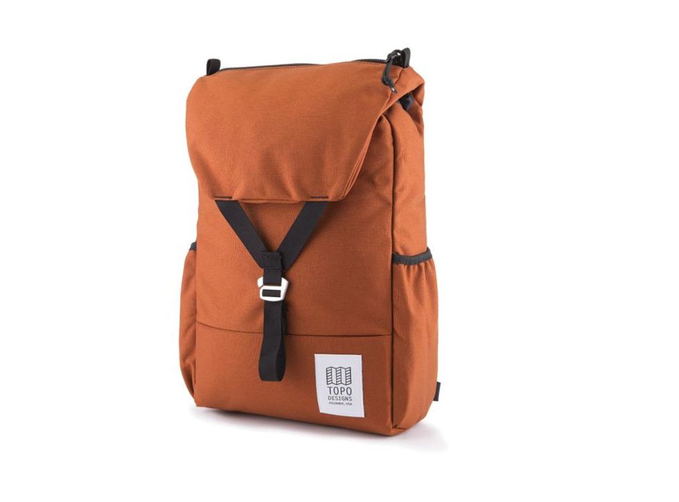 A modern twist on the flap backpack, the Topo Y-Pack fits a big laptop. ($79, TopDesigns.com)