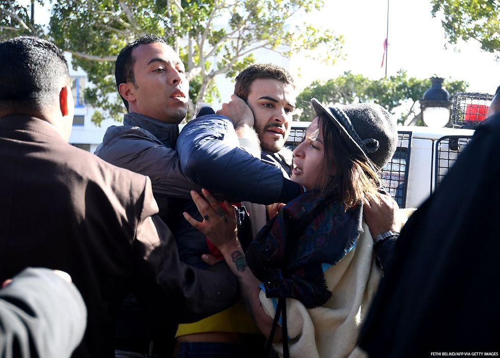 A person being restrained