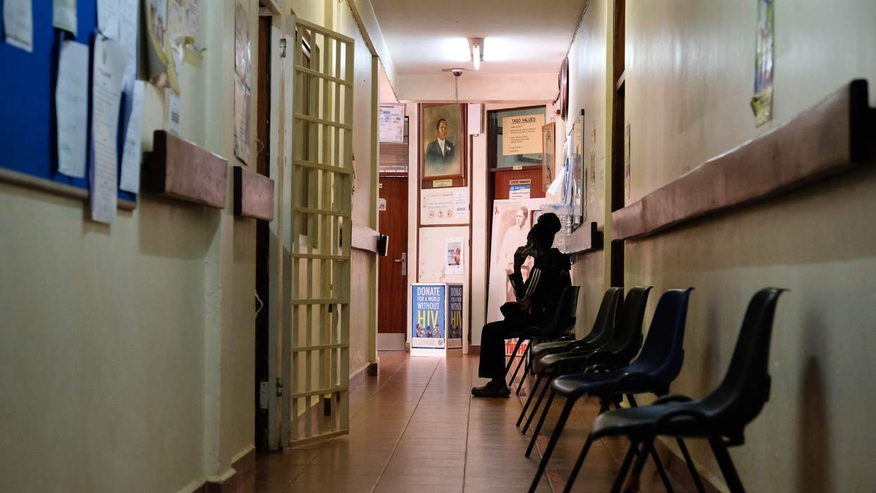A person waits for their provider at an HIV care center.