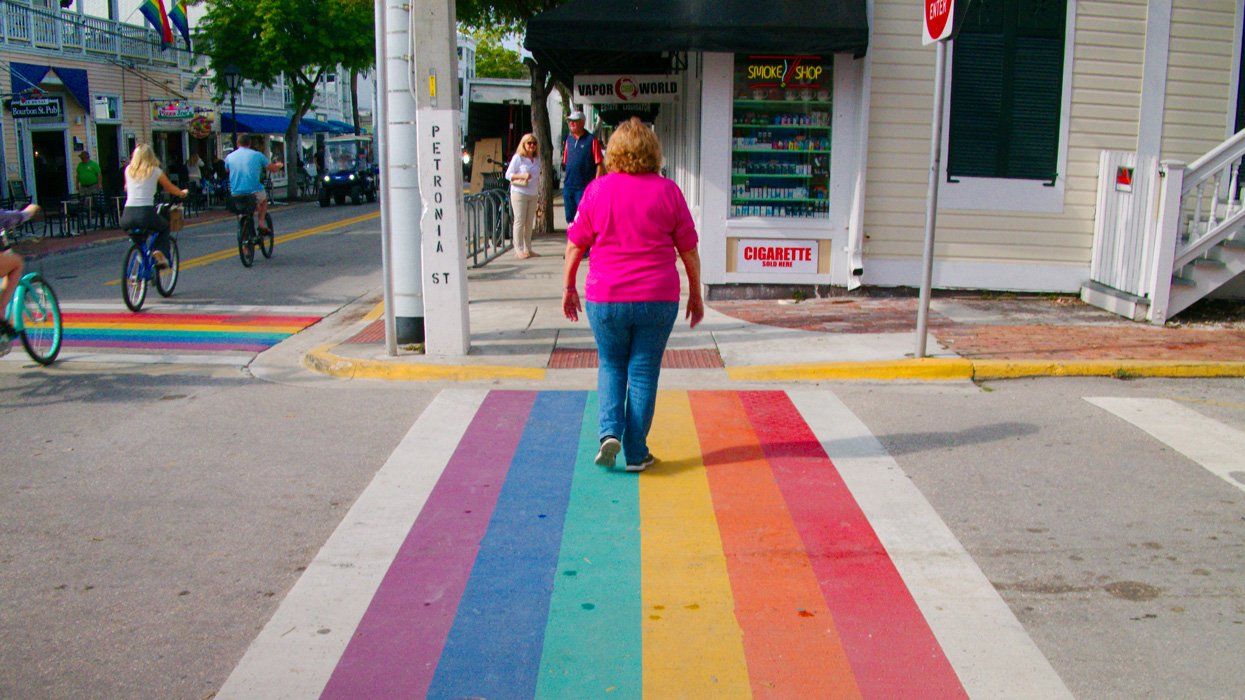 a rainbow crosswalk in key west florida