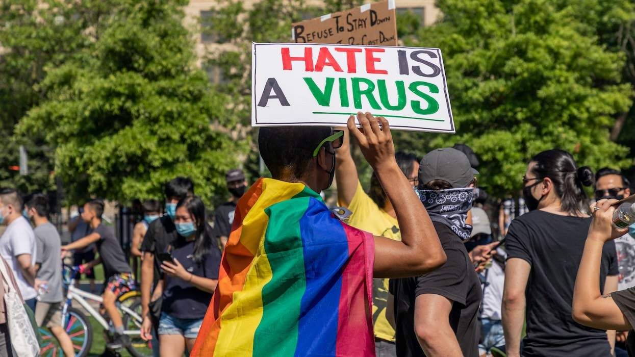 A rally against hate crimes in Brooklyn, New York, 2020