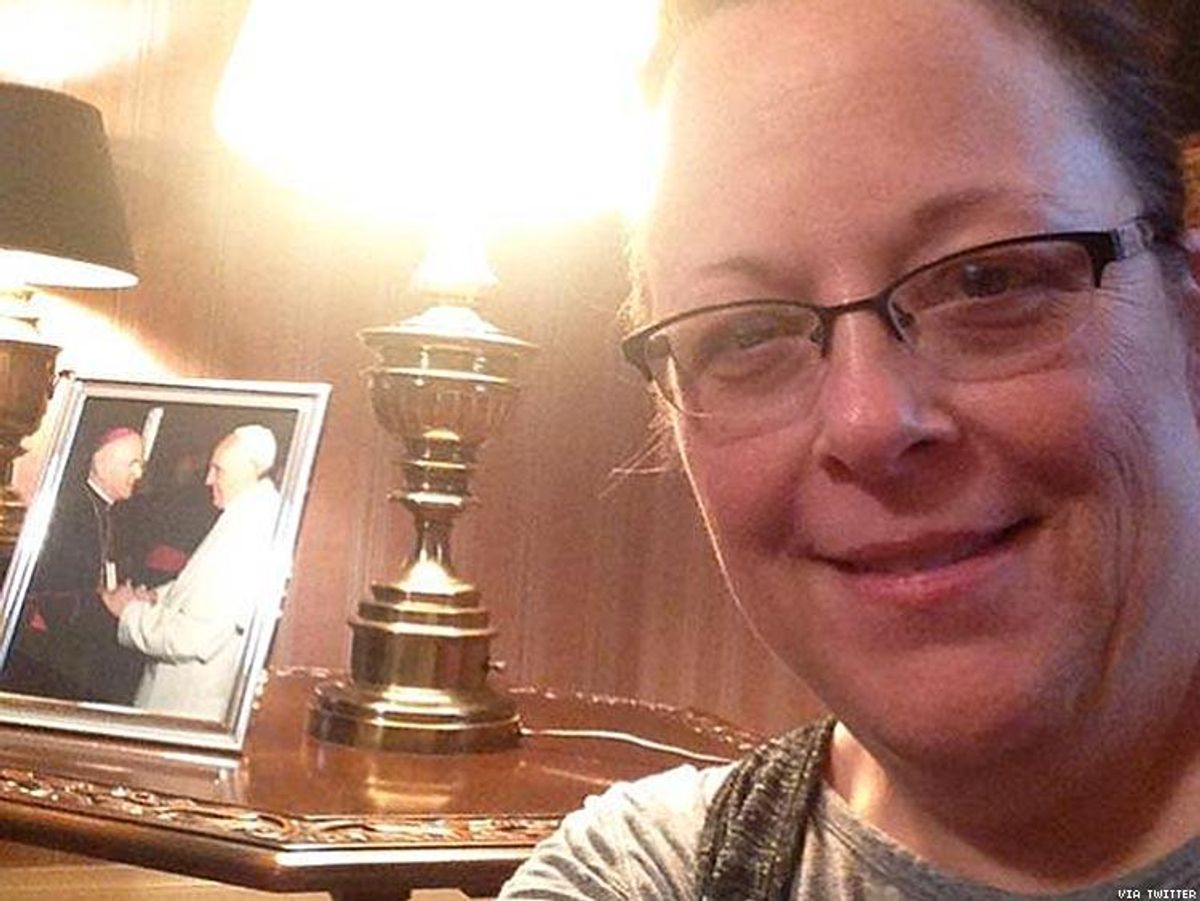 A selfie of Kim Davis which Liberty Counsel claims she took inside the Vatican embassy