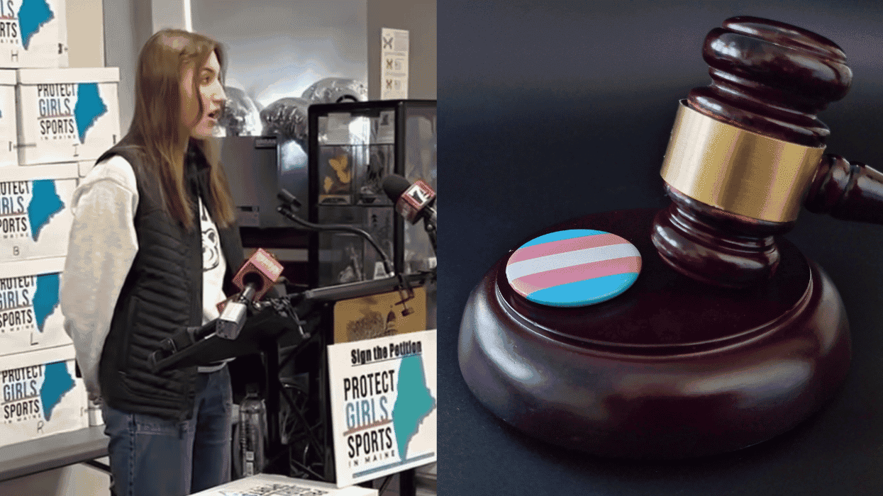 A spokeperson for Protect Girls Sports in Maine and photo of a judge's gavel