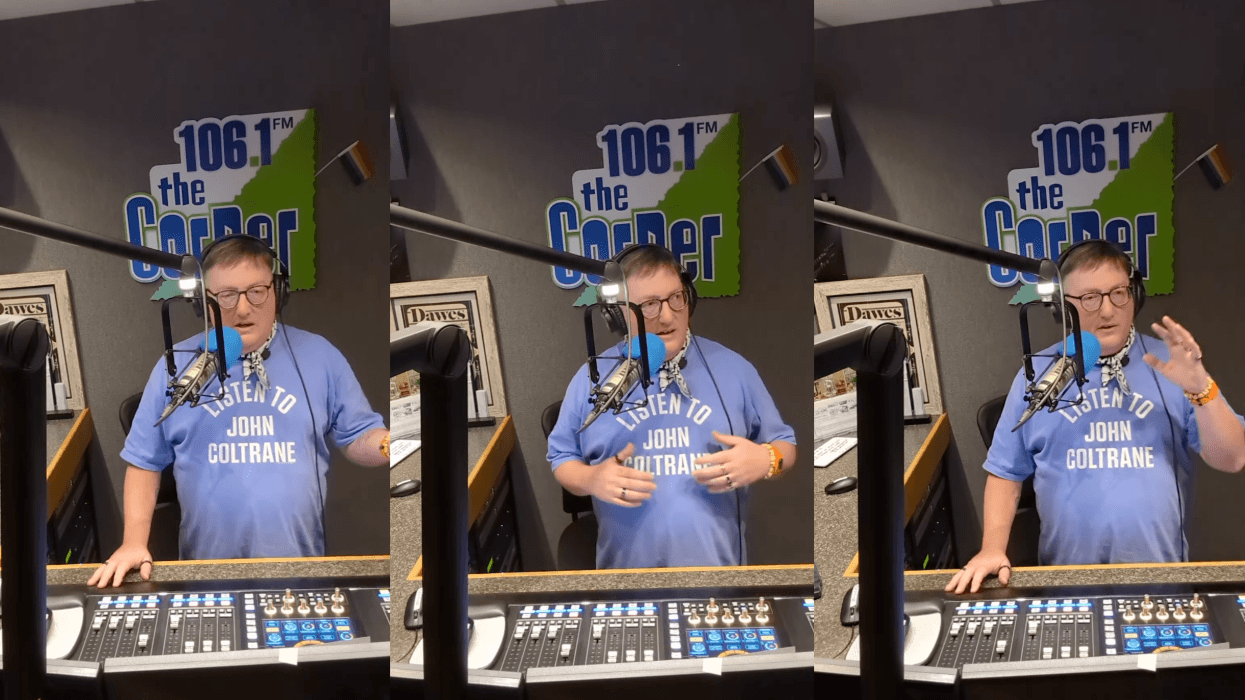 A triptych of DJ Fievel Crane on the air.