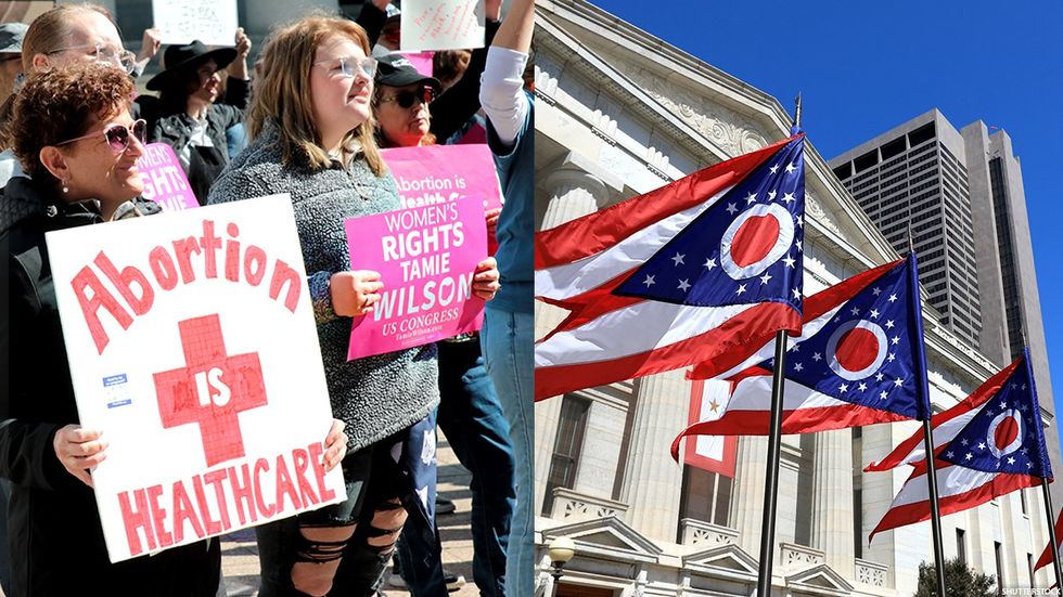 Abortion rights demonstrators in Ohio