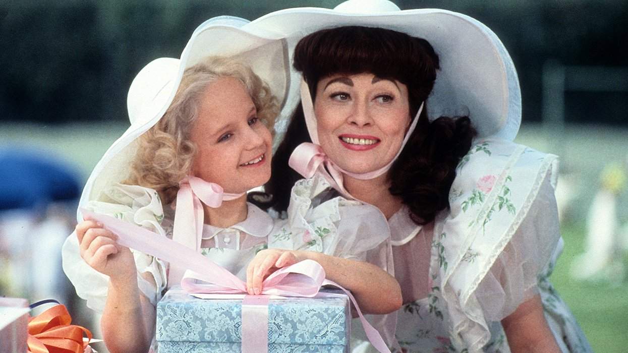Actresses Faye Dunaway Mara Hobel on set Paramount Pictures movie Mommie Dearest 1981