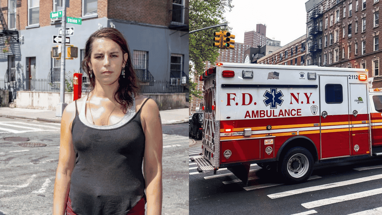 Aeliana Boyer at the intersection where she was allegedly hit by a new york fire department ambulance
