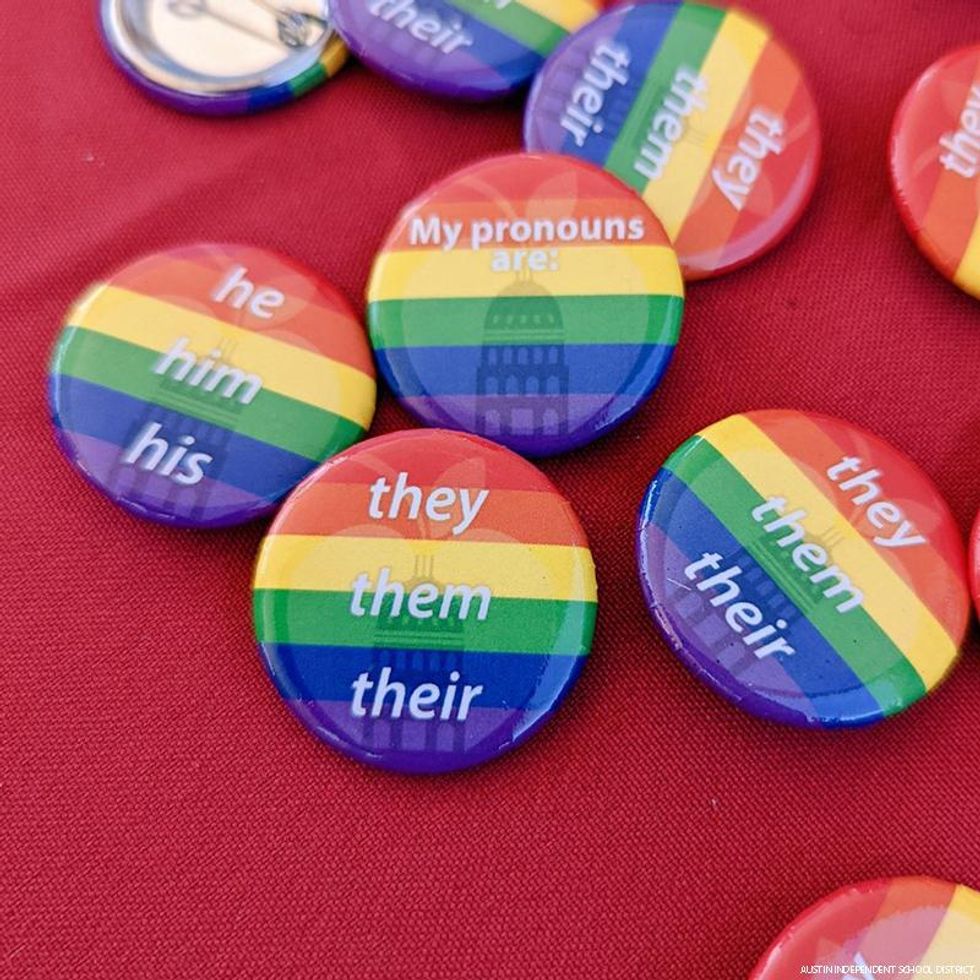 AISD hands out pins at Pride Party