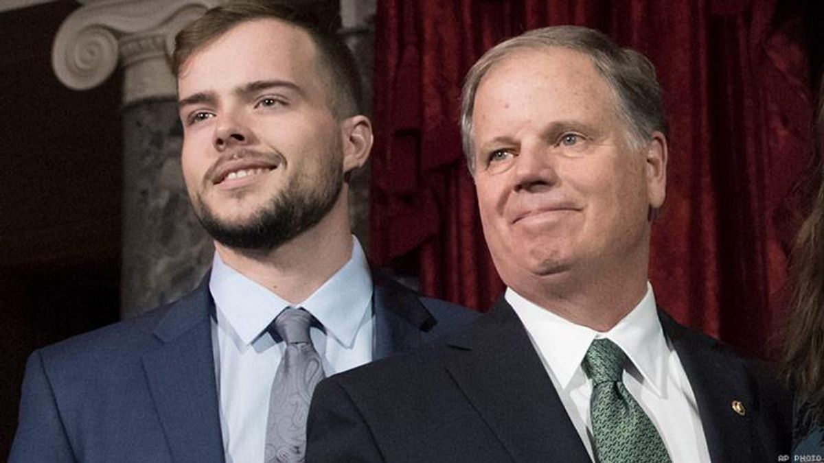 Alabama Sen. Doug Jones Says Gay Son Encouraged Him to More Pro-LGBT The Democrat who defeated Roy Moore reaffirmed his support for the LGBT community.  BY ARIEL SOBEL APRIL 12 2018 1:43 PM EDT Senator Doug Jones told Senate staffers on Wednesday that hav