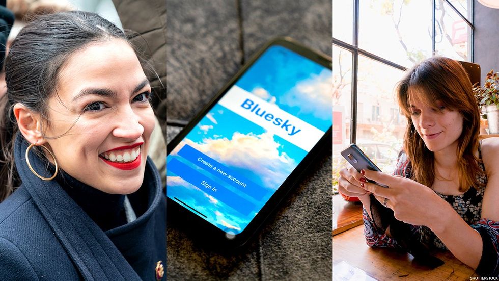 Alexandria Ocasio-Cortez; Bluesky app; Woman using cell phone