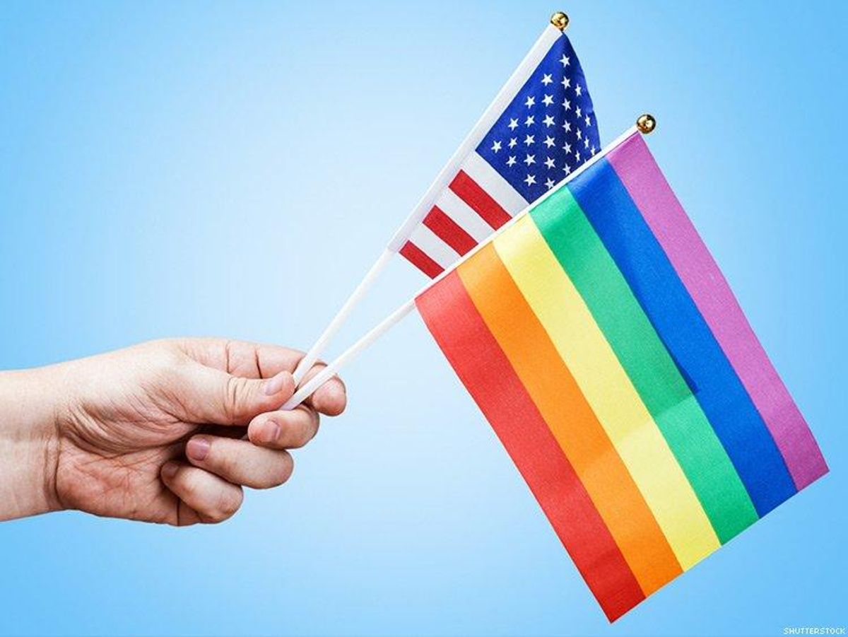 American and Pride Flags