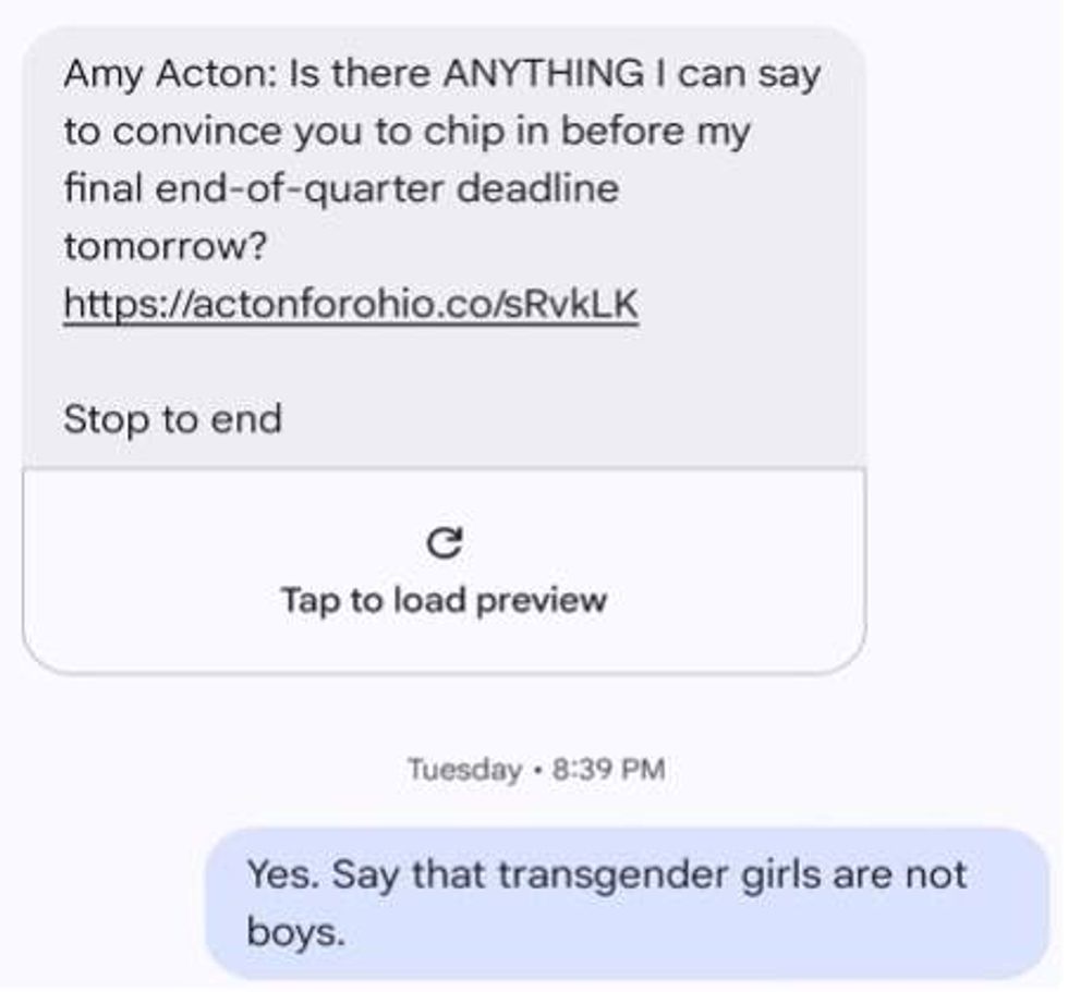 amy acton campaign text