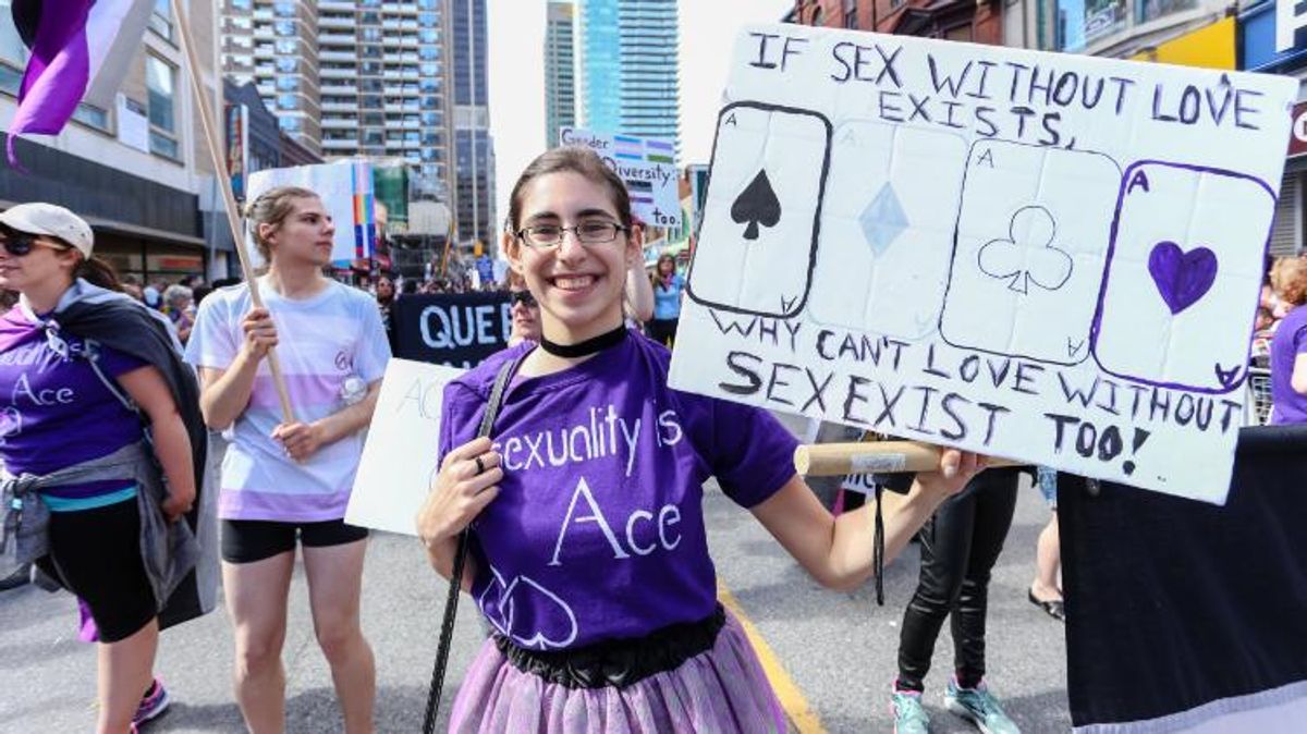 An asexual person at Pride