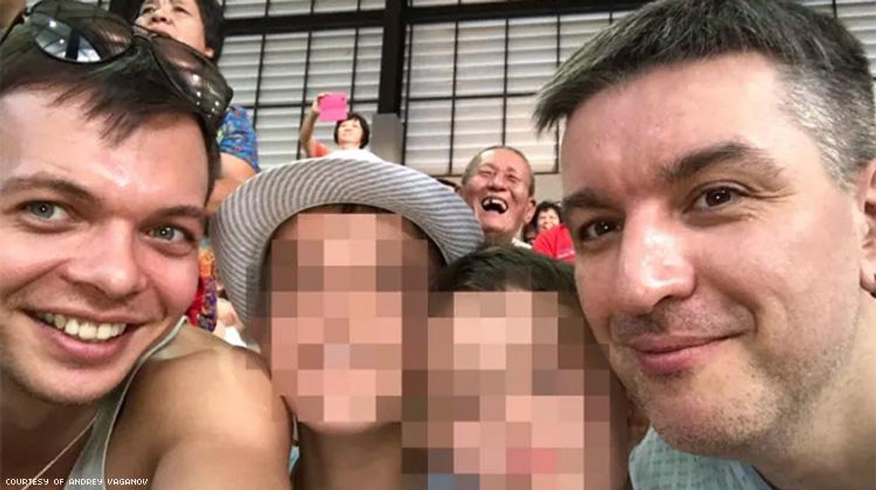 Andrei Vaganov and Yevgeny Yerofeyev with their sons