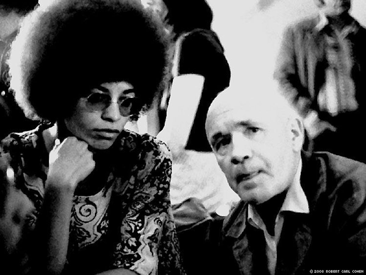 Angela Davis and Jean Genet at a party at the home of Dalton Trumbo