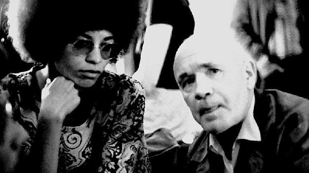 Angela Davis and Jean Genet at a party at the home of Dalton Trumbo