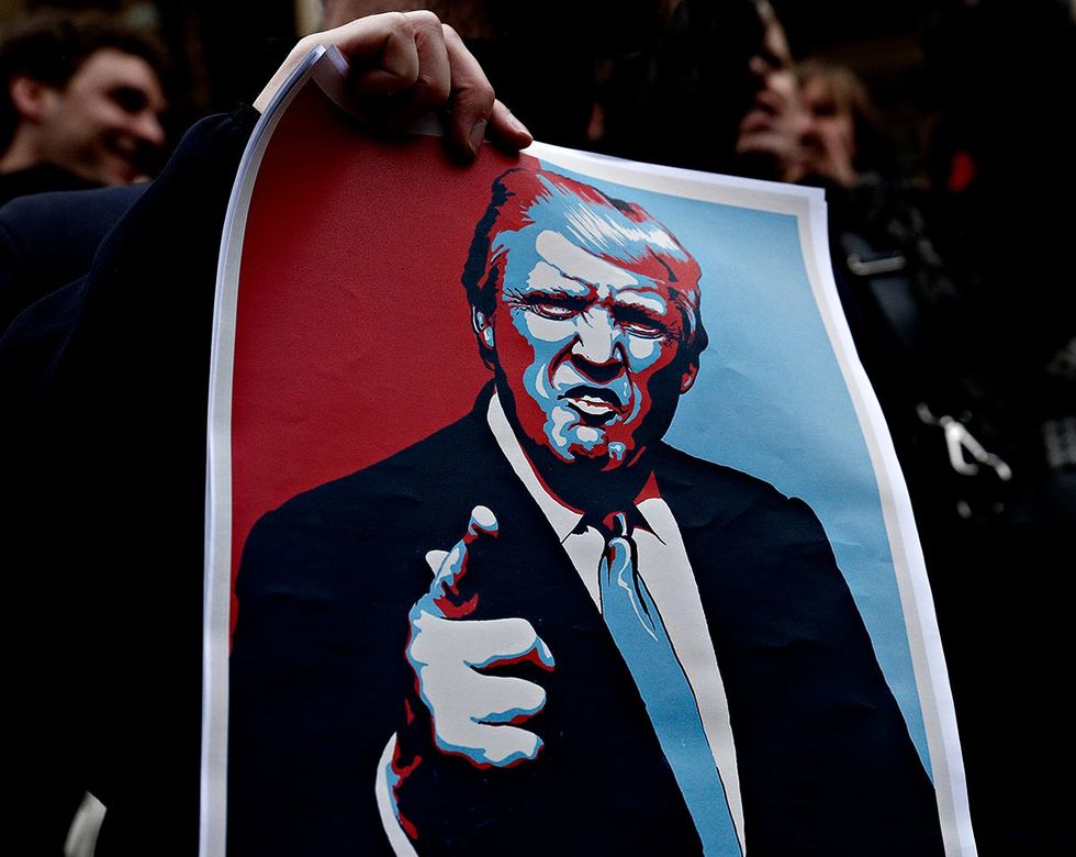 angry donald trump poster rally march