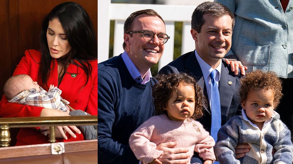 Anna Paulina holding baby son House of Representatives US Capitol Building Chasten husband Pete Buttigieg White House lawn easter celebration