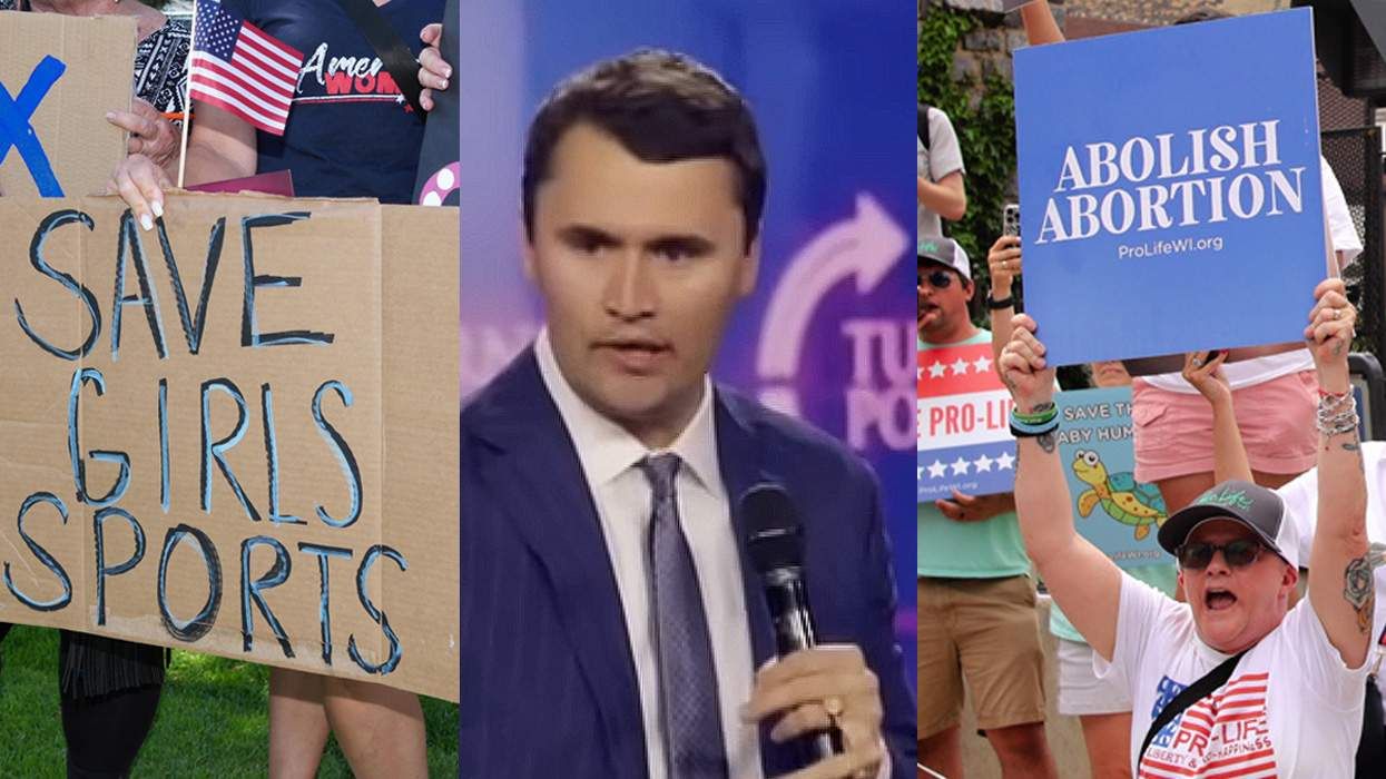 Anti-trans athlete protestors, Charlie Kirk, anti-abortion protestors