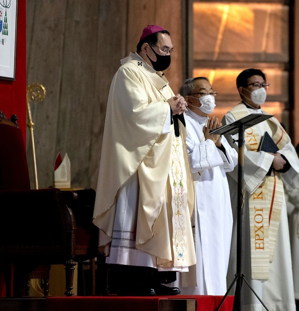 Archbishop Tarcisius Isao Kikuchi leads Christmas Day Mass 2020 Tokyo Japan