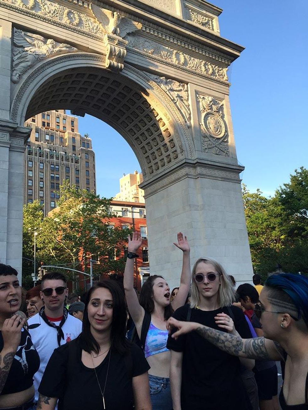 Arriving at Washington Square Park after two miles of marching felt victorious.