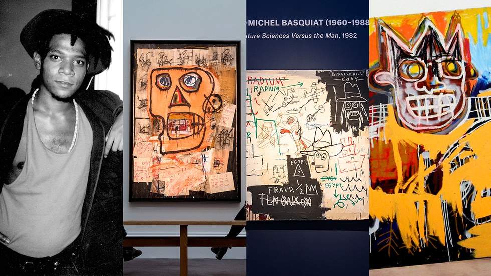 Artist Jean Michel Basquiat three of his famous paintings