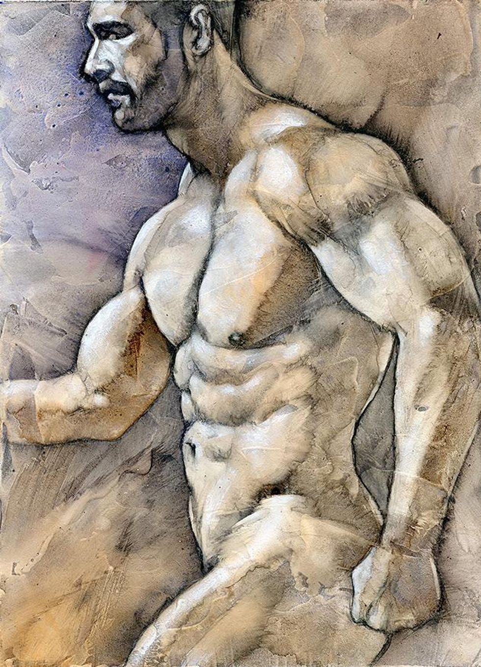 At-the-beach-5-watercolor-on-gesso-textured-panel-by-chris-lopezx633_0