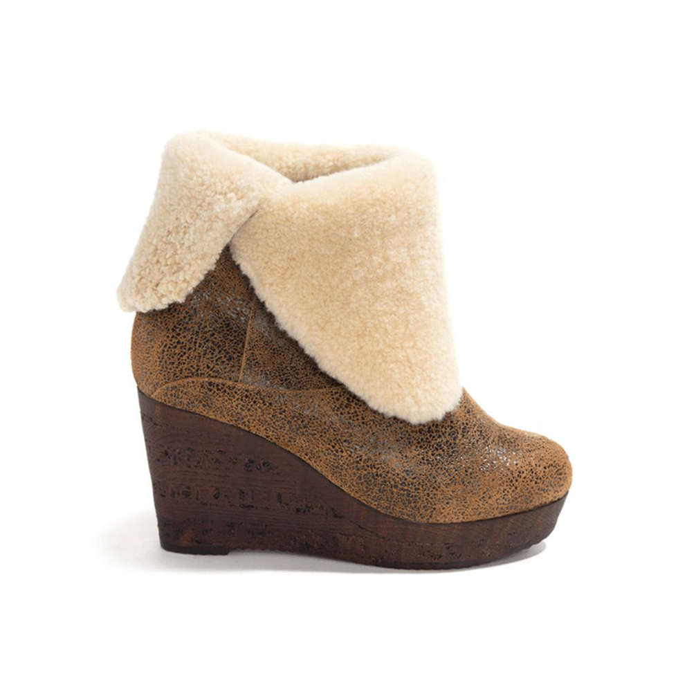 Audrey Wedge Brown Distressed Bootie