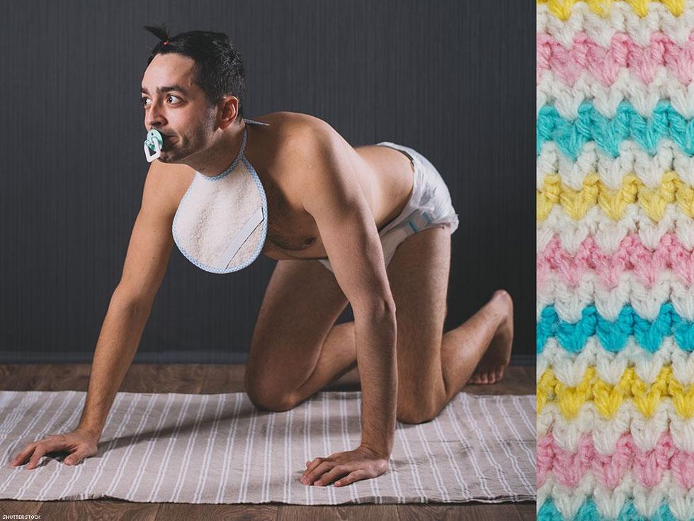 Baby blanket on left = looking for a human baby. Baby blanket on right = human baby.