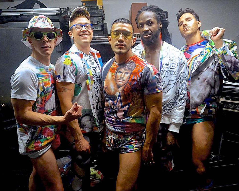 Backstage at the art show.