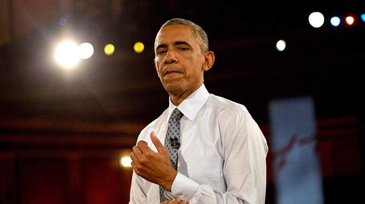 Barack Obama at a town hall in Elkheart Indiana