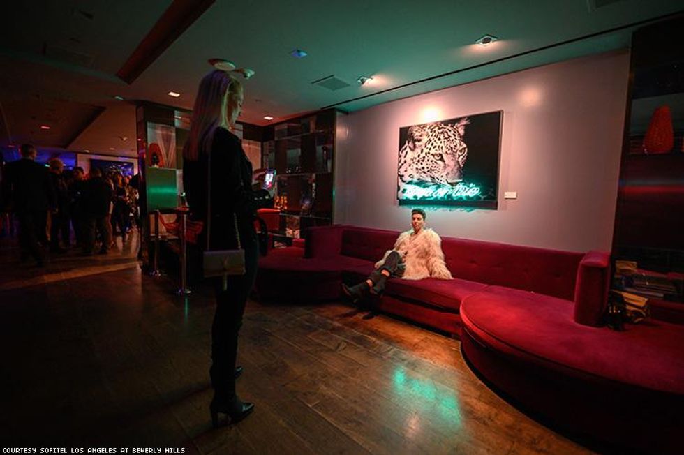 Baroque style velvet sofa at Sofitel