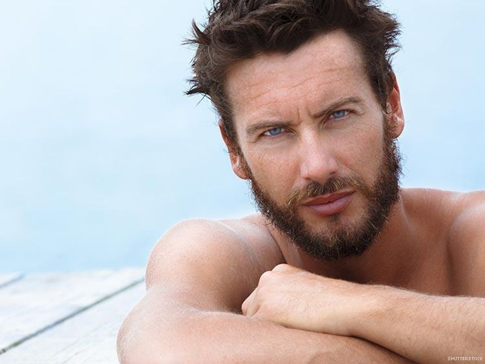 bearded man looking directly at camera