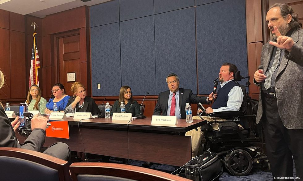 Ben Trockman speaks during a panel discussion as part of a U.S. Senate briefing by Easterseals.