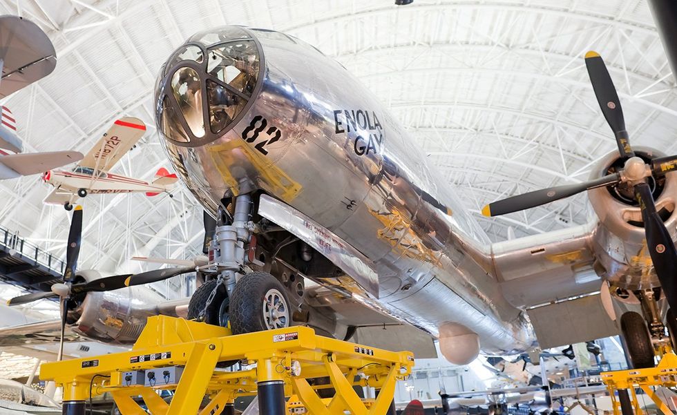Boeing B29 Superfortress Enola Gay August 1945 atomic bomb was targeted at Hiroshima Japan 2011 Chantilly Virginia