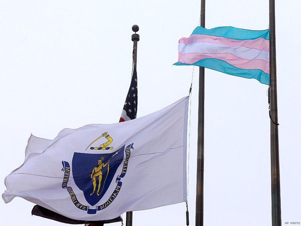 boston city hall, transgender pride flag