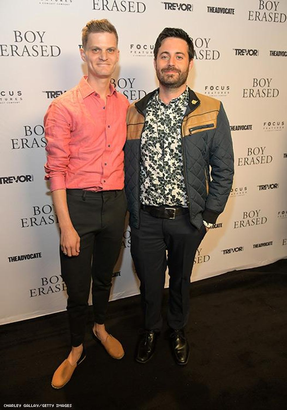 "Boy Erased" author Garrard Conley (R) and David Craig