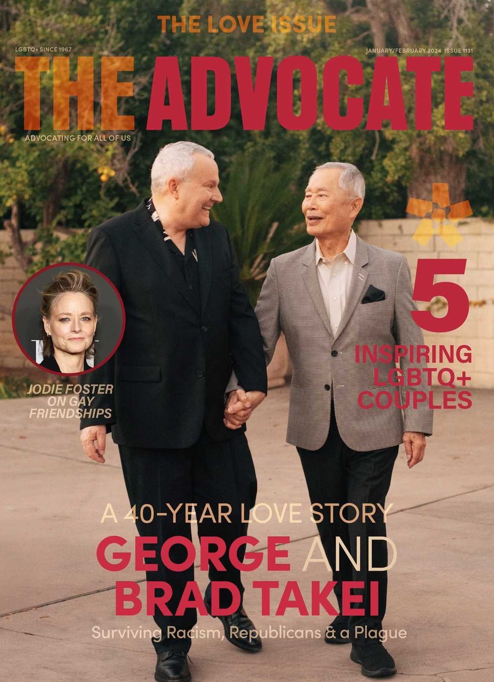Brad and George Takei cover for The Advocate