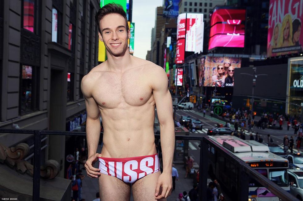 Broadway Bares performer Matt Weircinski in Aussie Bum